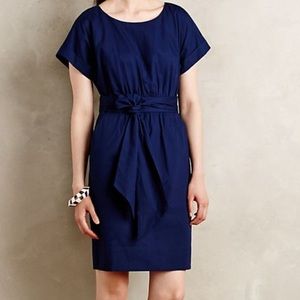 HD In Paris Navy Blue Ribboned Poplin Dress